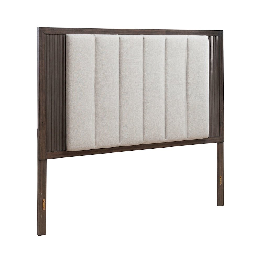 Modern Edge King Upholstered Panel Headboard  - Caffe