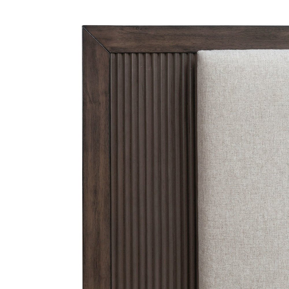 Modern Edge King Upholstered Panel Headboard  - Caffe