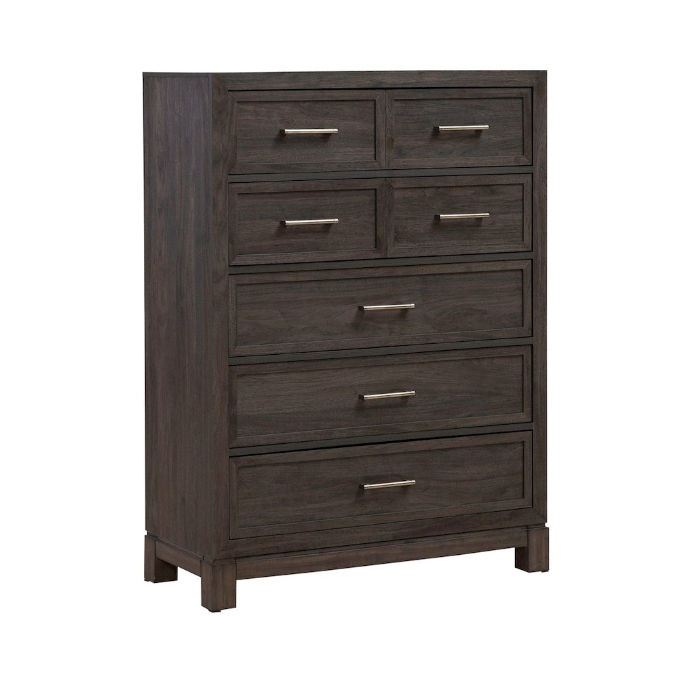 Modern Edge 5 Drawer Chest for Bedroom - Caffe