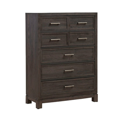Modern Edge 5 Drawer Chest for Bedroom - Caffe