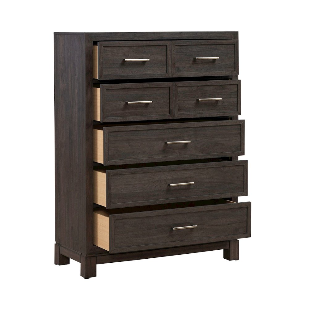Modern Edge 5 Drawer Chest for Bedroom - Caffe