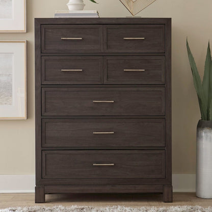 Modern Edge 5 Drawer Chest for Bedroom - Caffe