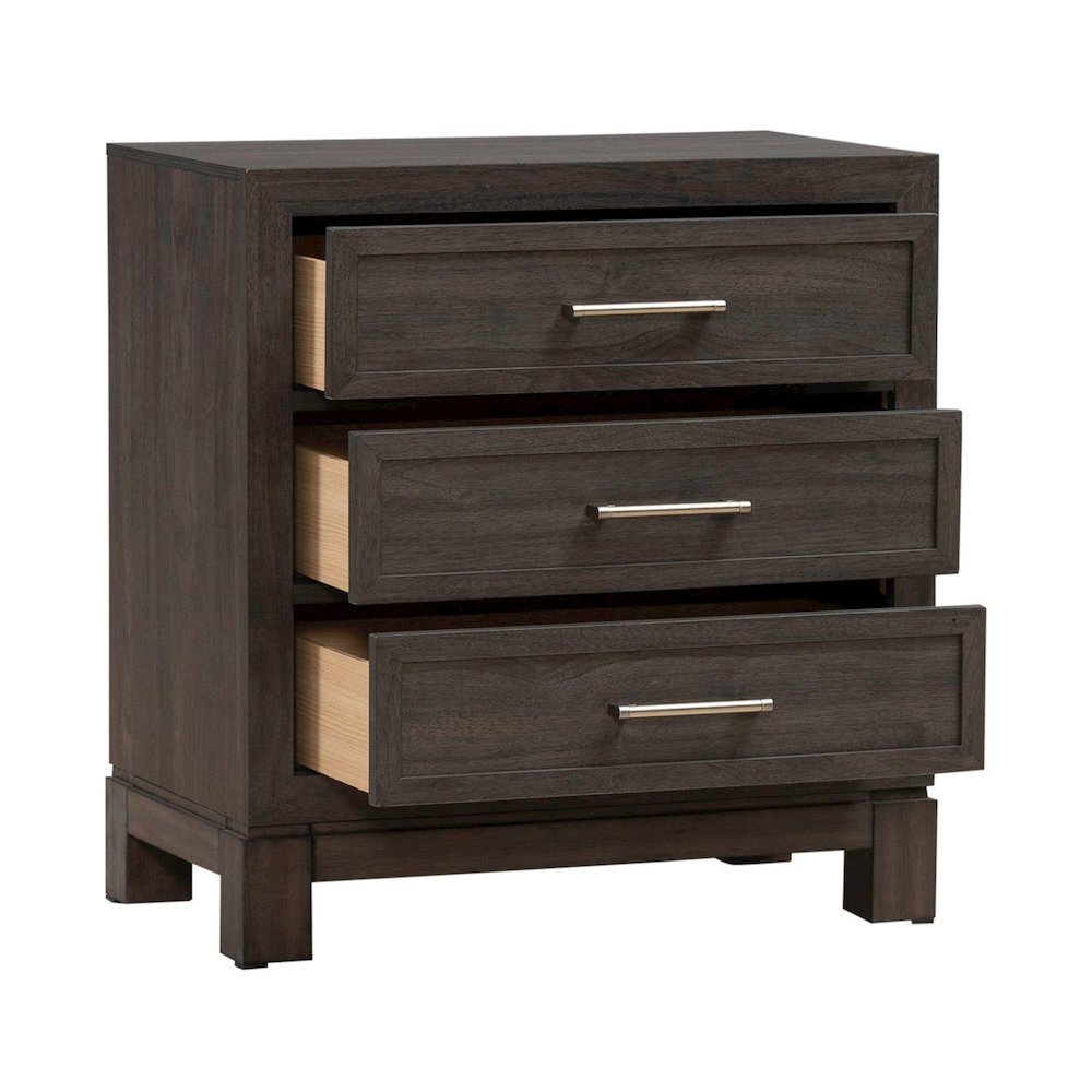 Modern Edge Bedroom Nightstand w/ Charging Station USB-A USB-C - Caffe