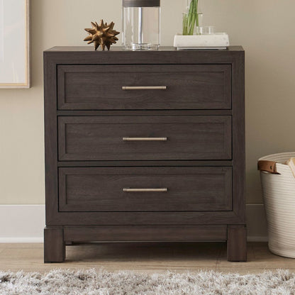 Modern Edge Bedroom Nightstand w/ Charging Station USB-A USB-C - Caffe