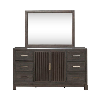 Modern Edge Dresser & Mirror Set for Bedroom - Caffe
