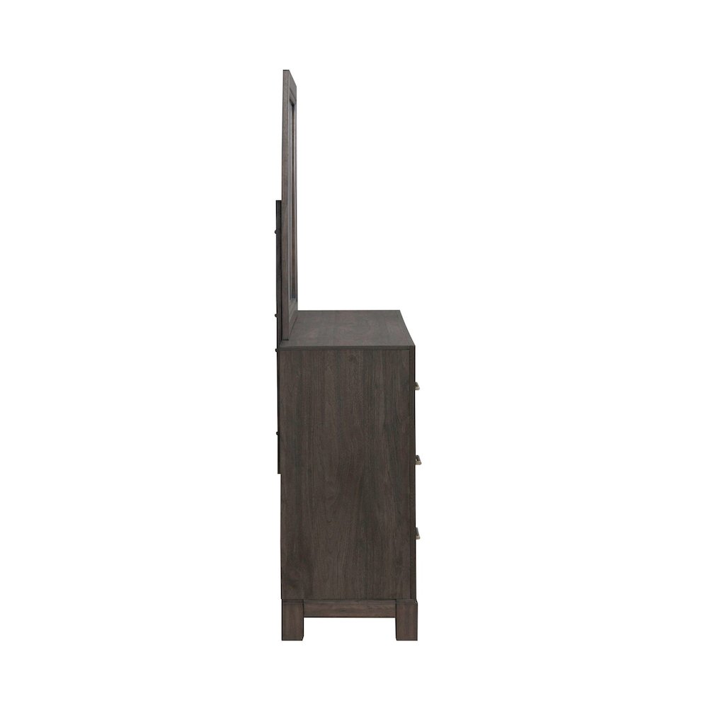Modern Edge Dresser & Mirror Set for Bedroom - Caffe