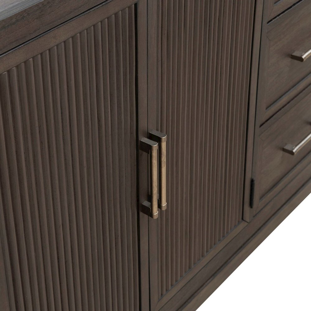 Modern Edge Dresser & Mirror Set for Bedroom - Caffe
