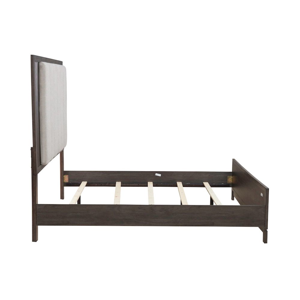 Modern Edge King Upholstered Bedframe for Bedroom - Caffe Brown