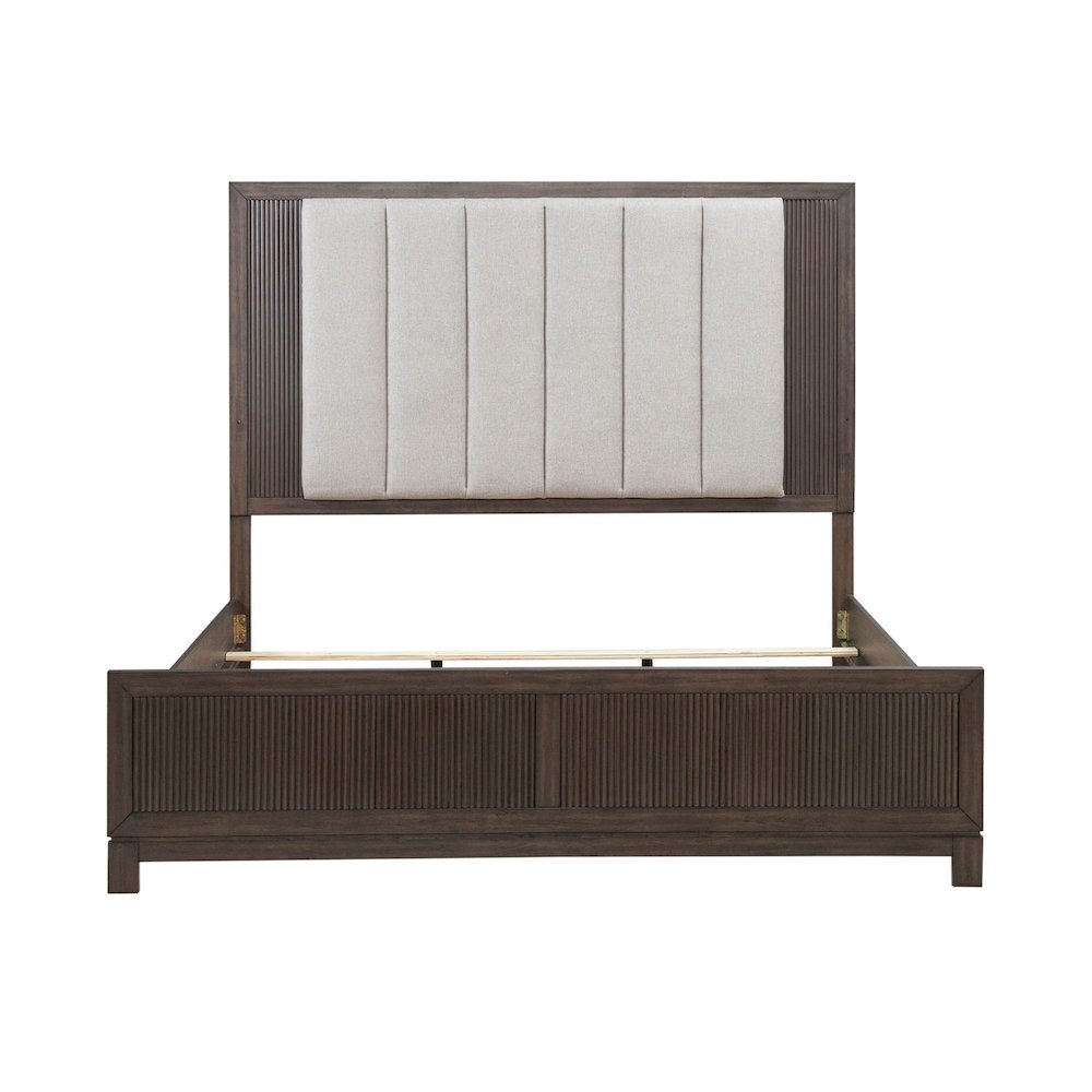 Modern Edge Queen Upholstered Bedframe for Bedroom - Caffe Brown