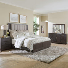 Queen Upholstered Bed, Dresser & Mirror, Night Stand Bedroom Set - Caffe