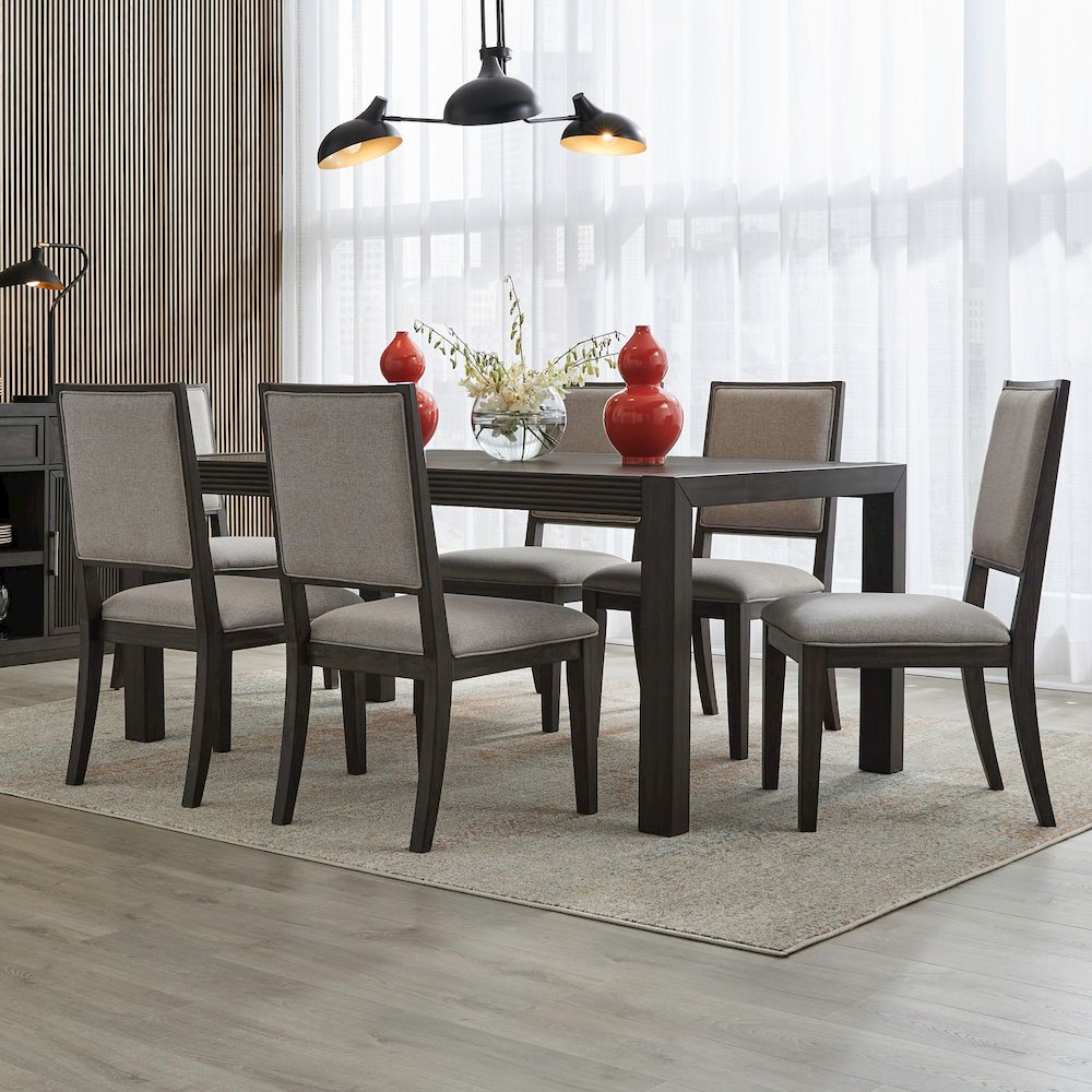 Modern Edge 7 Piece Rectangular Table Set - Caffe
