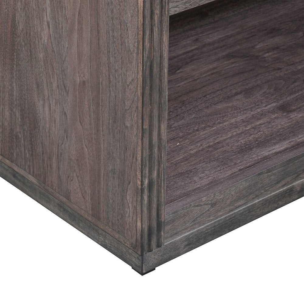 Modern Edge Cocktail Table for Living Room with Casters - Caffe Brown