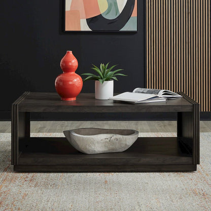 Modern Edge Cocktail Table for Living Room with Casters - Caffe Brown