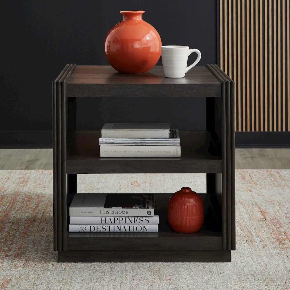 Modern Edge End Table for Living Room Contemporary - Caffe Brown