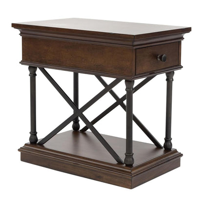 Tribeca Drawer Chair Side Table in Cordovian Brown