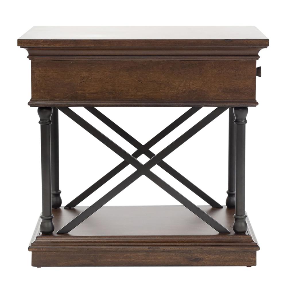 Tribeca Drawer Chair Side Table in Cordovian Brown