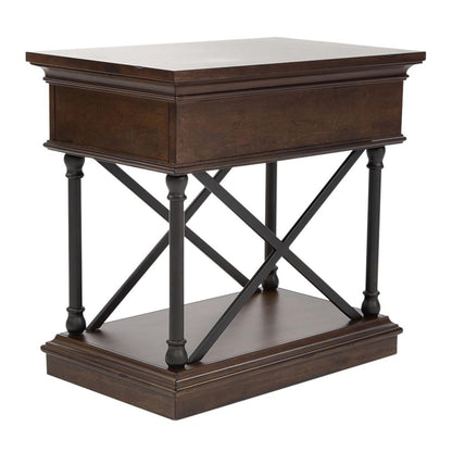 Tribeca Drawer Chair Side Table in Cordovian Brown