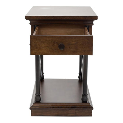 Tribeca Drawer Chair Side Table in Cordovian Brown