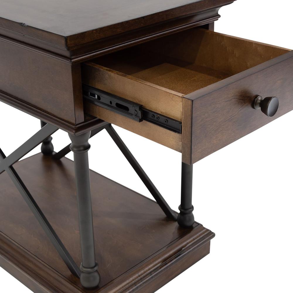 Tribeca Drawer Chair Side Table in Cordovian Brown