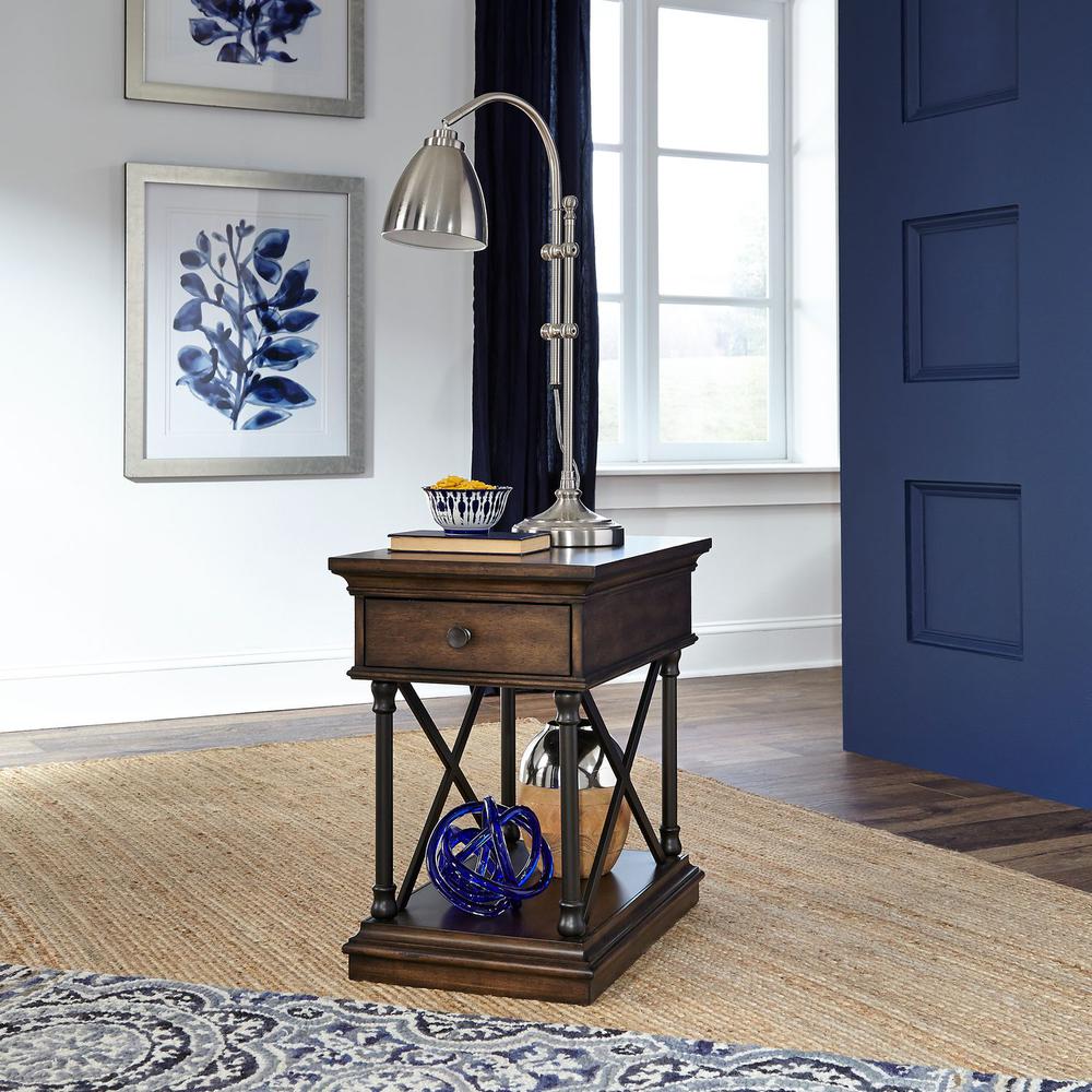 Tribeca Drawer Chair Side Table in Cordovian Brown