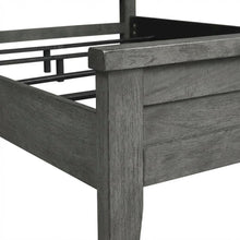 Dusty Charcoal Panel Headboard, Heavy Distressing, Solid Wood Farmhouse Design
