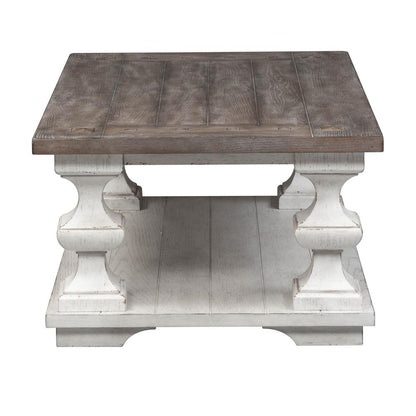 Sedona Cocktail Table in Heavy Distressed White w/ Gravel Top