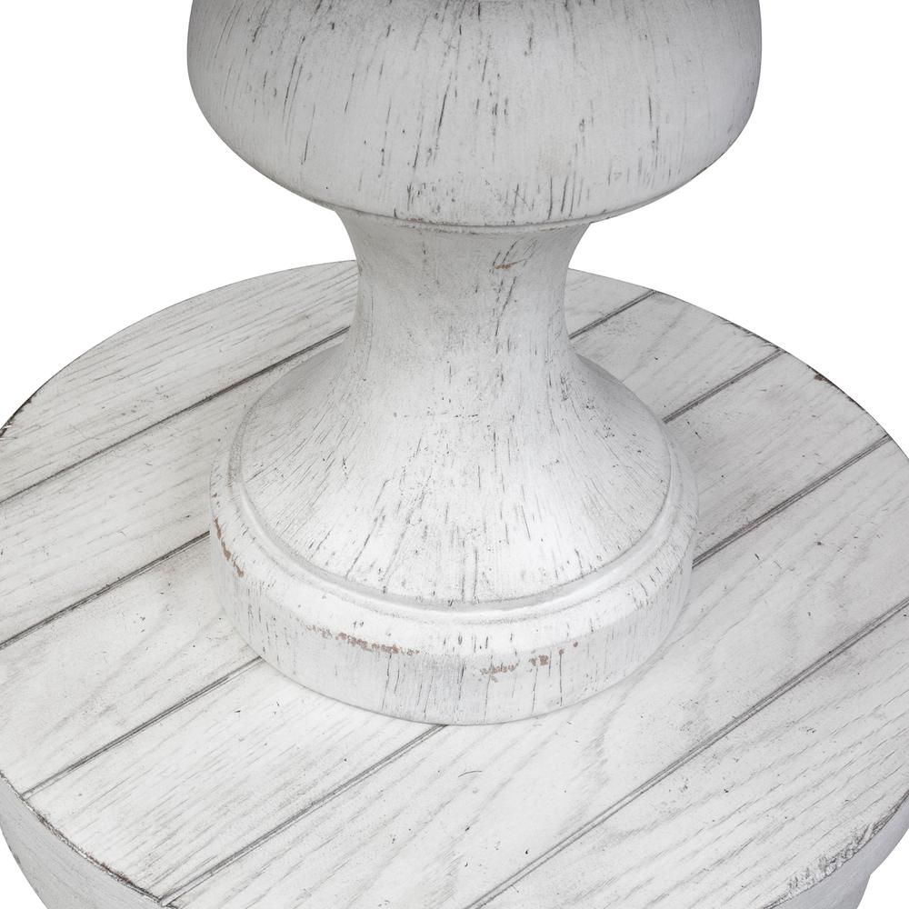 Sedona Round End Table in Heavy Distressed White w/ Gravel Top