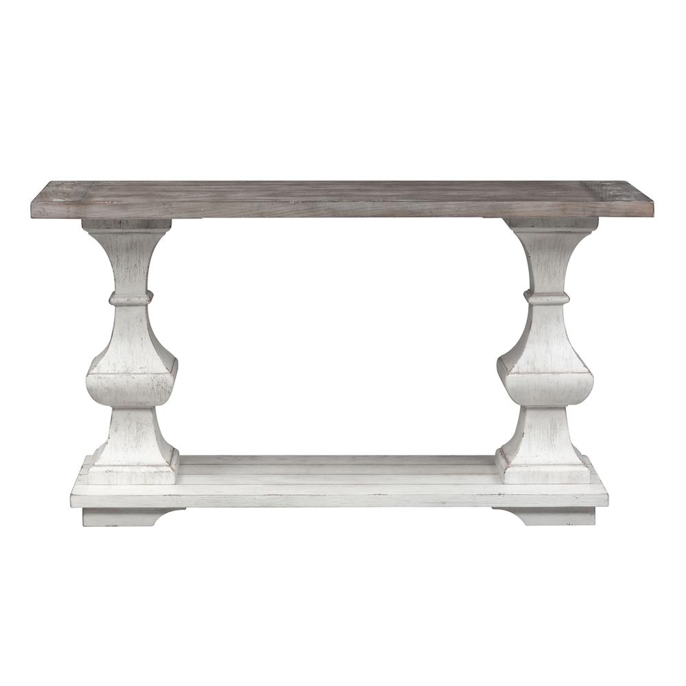 Sedona Sofa Table in Heavy Distressed White w/ Gravel Top