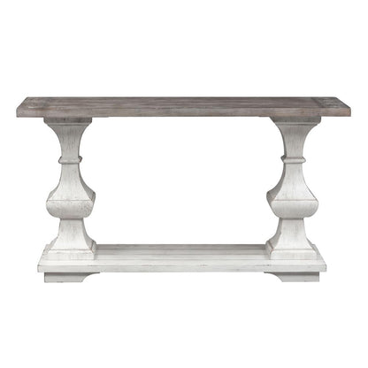 Sedona Sofa Table in Heavy Distressed White w/ Gravel Top