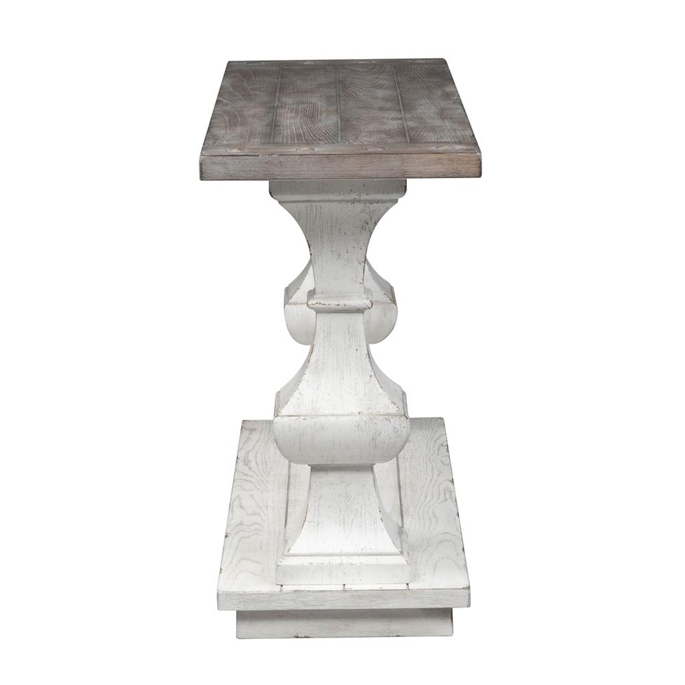 Sedona Sofa Table in Heavy Distressed White w/ Gravel Top