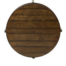 Breckinridge Round Cocktail Table in Mahogany Spice w/ Pewter Metal