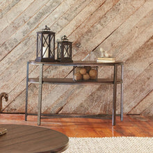 Breckinridge Demilune Sofa Table in Mahogany Spice w/ Pewter Metal