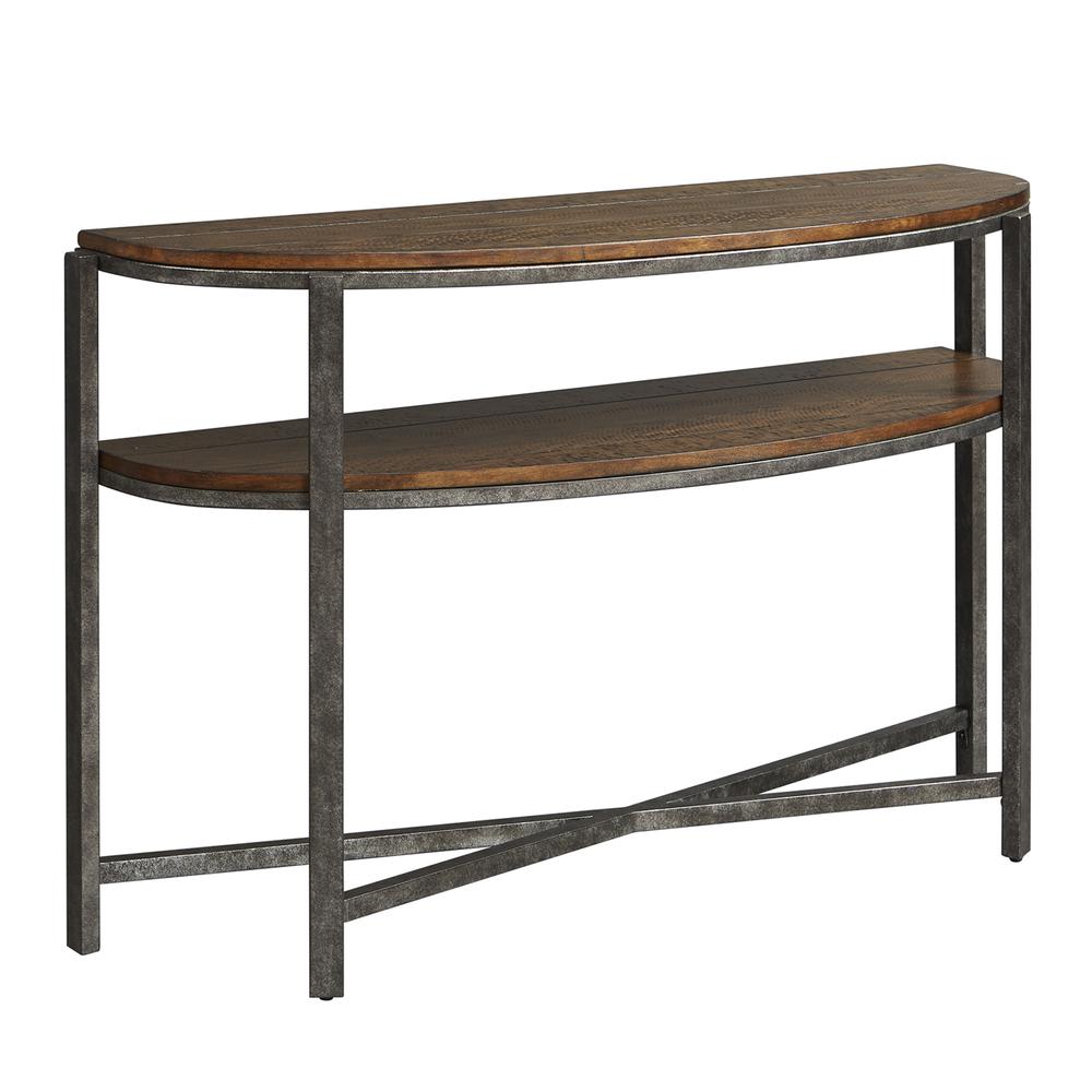 Breckinridge Demilune Sofa Table in Mahogany Spice w/ Pewter Metal