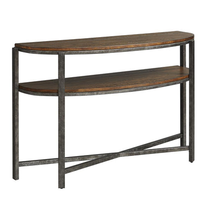 Breckinridge Demilune Sofa Table in Mahogany Spice w/ Pewter Metal