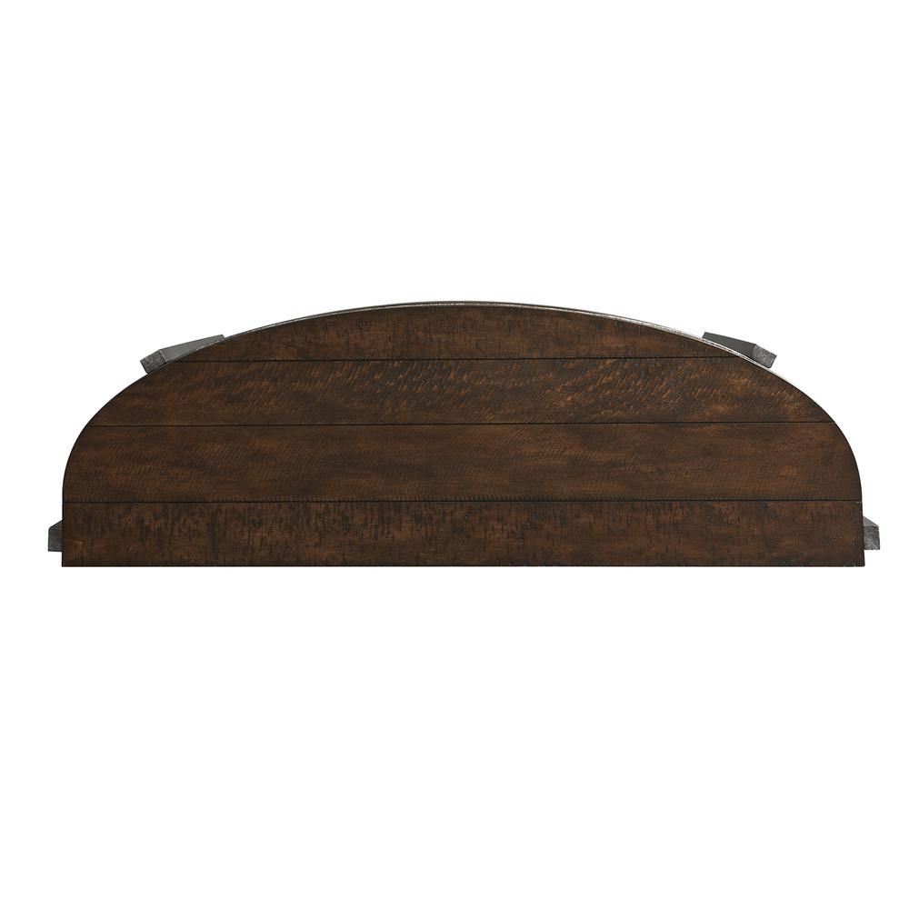 Breckinridge Demilune Sofa Table in Mahogany Spice w/ Pewter Metal