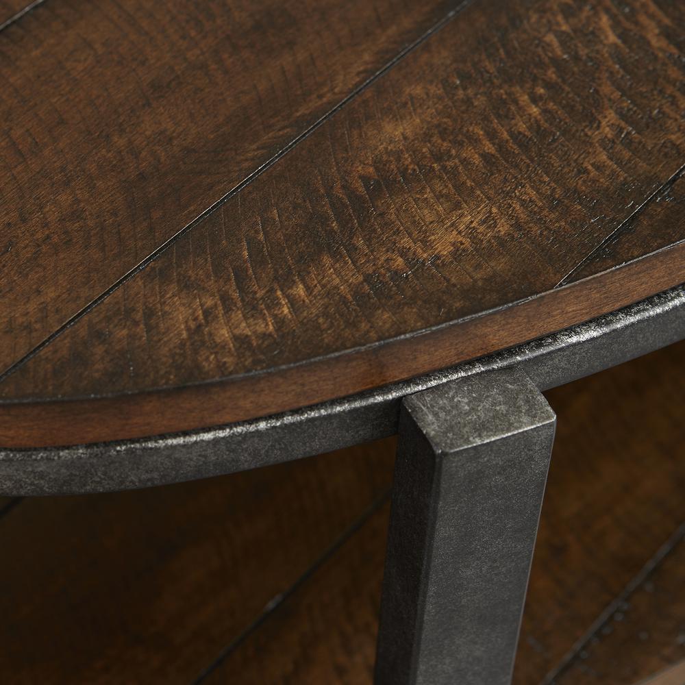 Breckinridge Demilune Sofa Table in Mahogany Spice w/ Pewter Metal