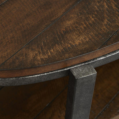 Breckinridge Demilune Sofa Table in Mahogany Spice w/ Pewter Metal