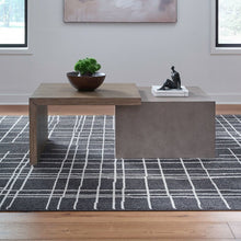 Living Room Cocktail Table  Unique Block Design - Oak Wood & Faux Concrete