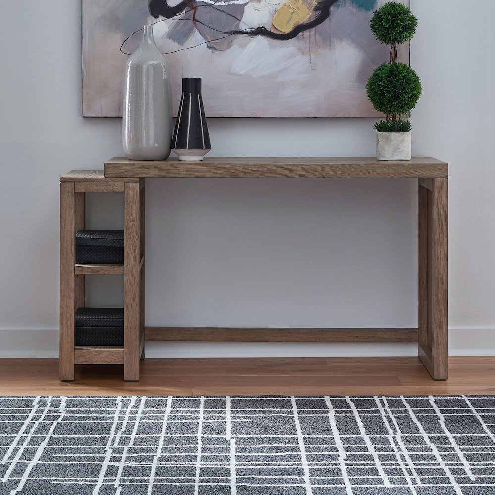 Corso Living Room Console Table Desk Contemporary - Brown Oak Wood