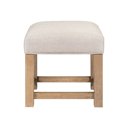 Corso Upholstered Console Stool 19" Height  - Oak Wood & Taupe Linen