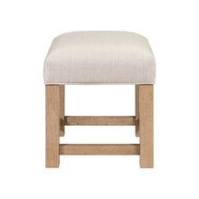 Corso Upholstered Console Stool 19" Height  - Oak Wood & Taupe Linen