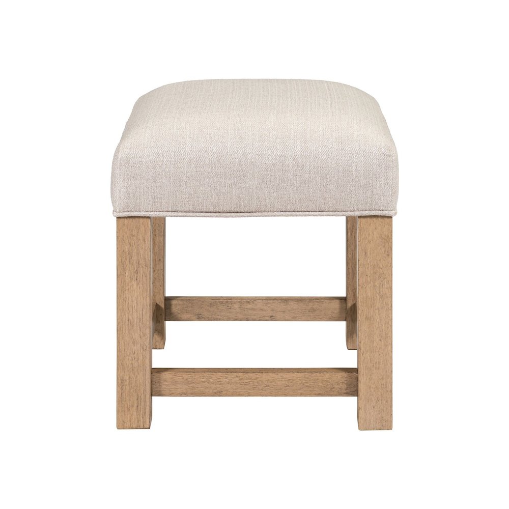 Corso Upholstered Console Stool 19" Height  - Oak Wood & Taupe Linen