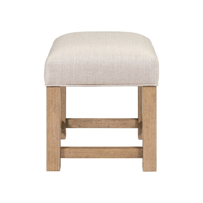 Corso Upholstered Console Stool 19" Height  - Oak Wood & Taupe Linen