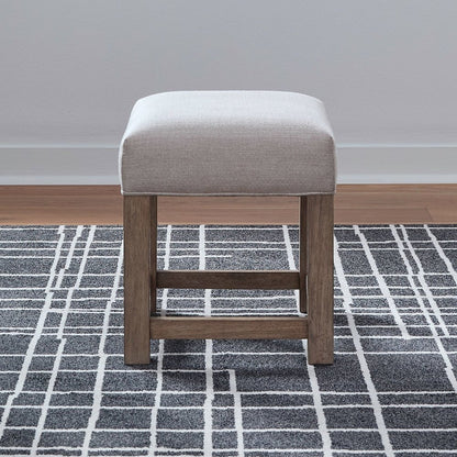 Corso Upholstered Console Stool 19" Height  - Oak Wood & Taupe Linen