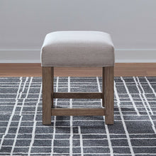 Corso Upholstered Console Stool 19" Height  - Oak Wood & Taupe Linen