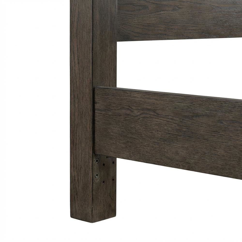 Brown King Panel Bed Headboard with LED Touch Light and Oak Veneers