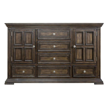 Big Valley 2 Door 6 Drawer Dresser in Brownstone w/ Heavy Distressing