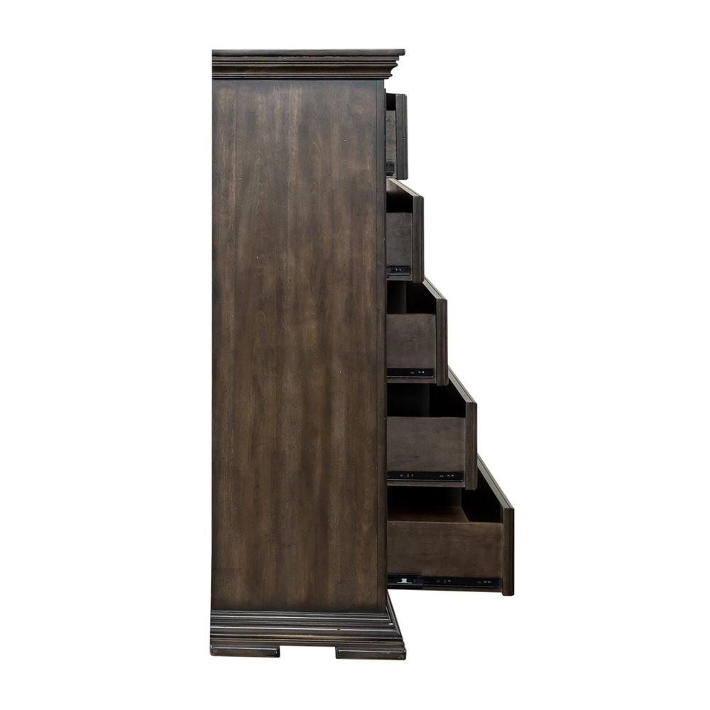 Big Valley 5 Drawer Chest in Brownstone w/ Heavy Distressing