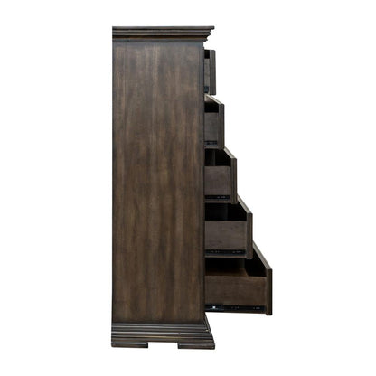 Big Valley 5 Drawer Chest in Brownstone w/ Heavy Distressing