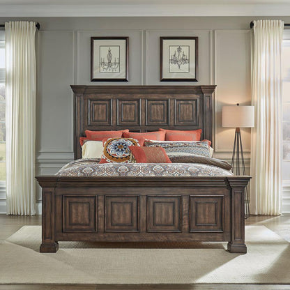 Big Valley King Panel Bed in Brownstone w/ Heavy Distressing